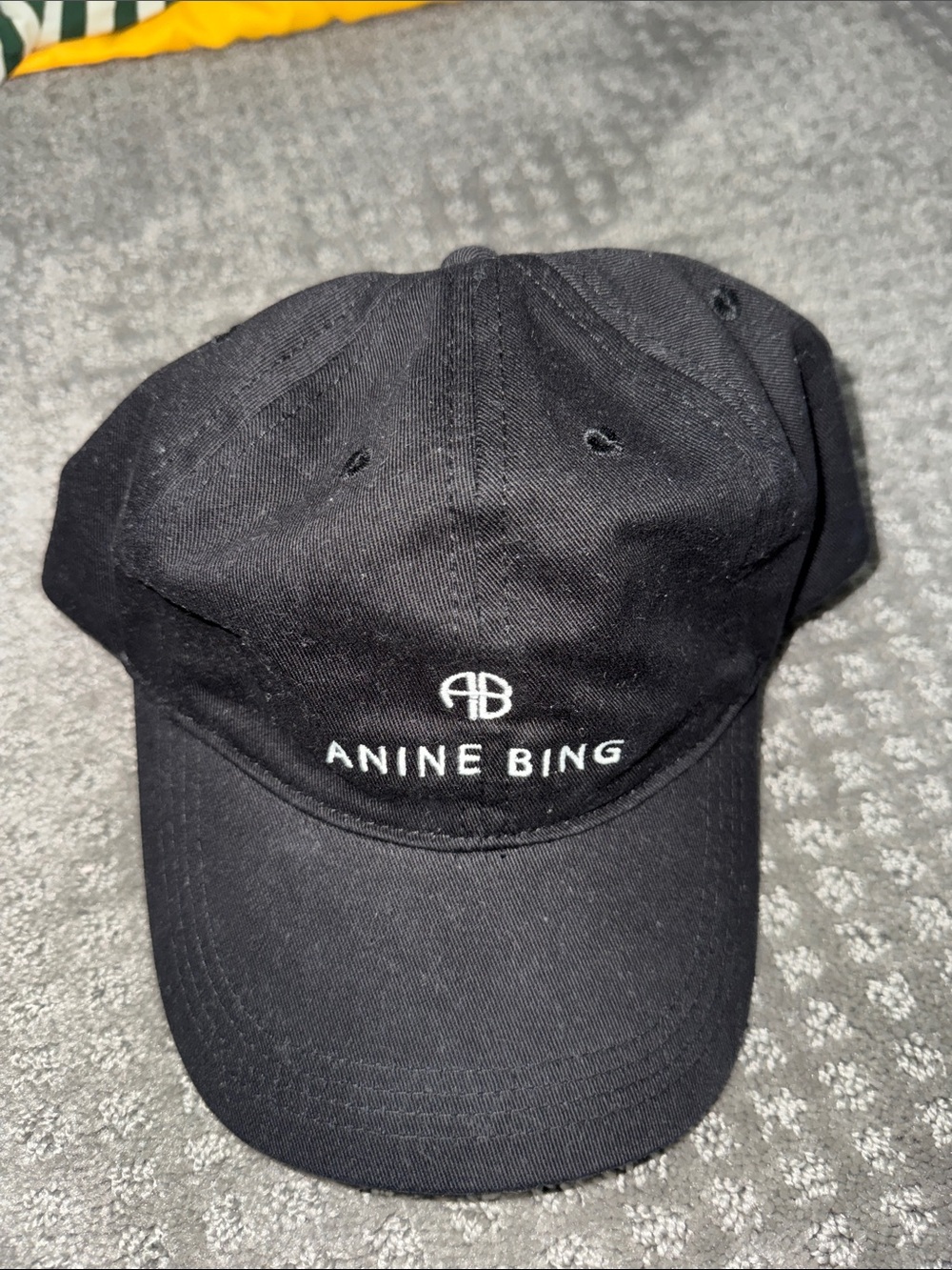 Anine Bing Black Cotton Logo Cap